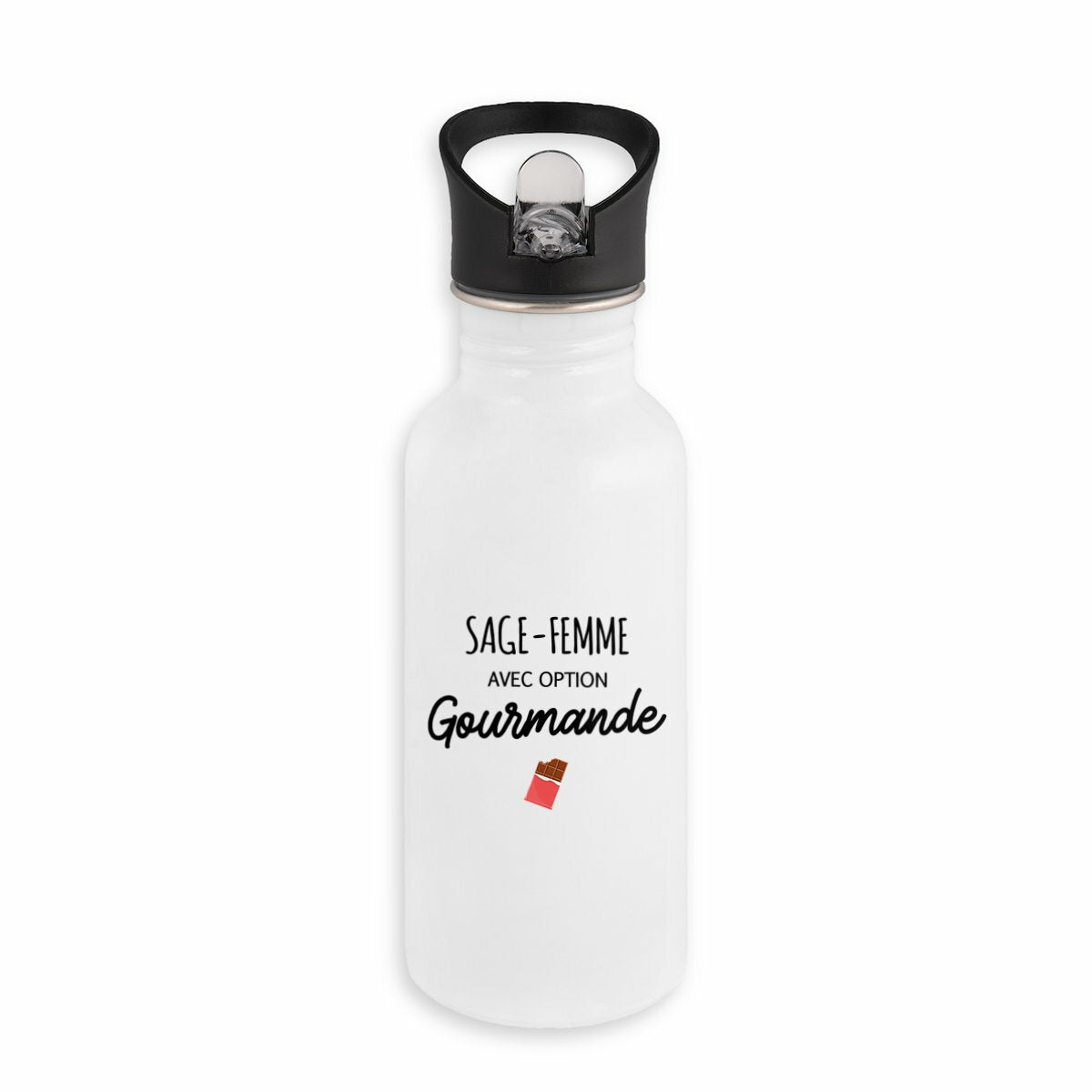 Bouteille / Gourde Sage-femme avec option gourmande - face_blanc