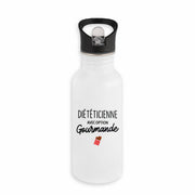 Bouteille / Gourde Diététicienne avec option gourmande  - face_blanc