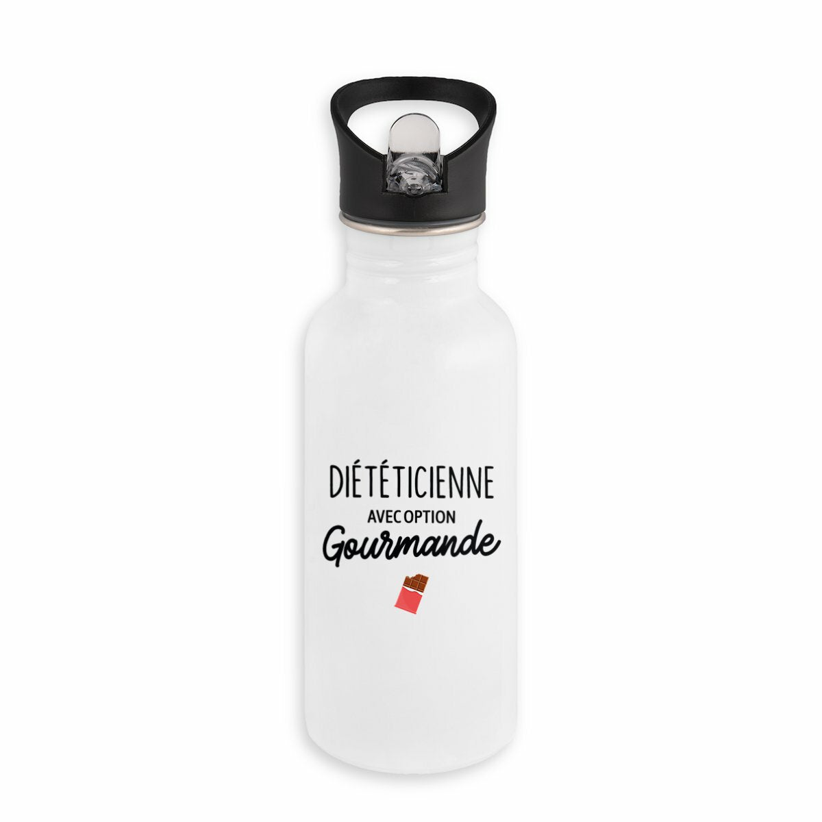 Bouteille / Gourde Diététicienne avec option gourmande  - face_blanc