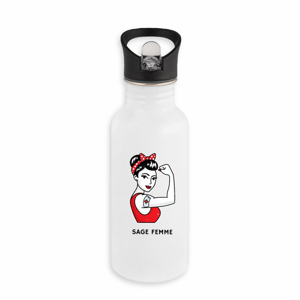 Bouteille / Gourde Sage femme Power - face_blanc