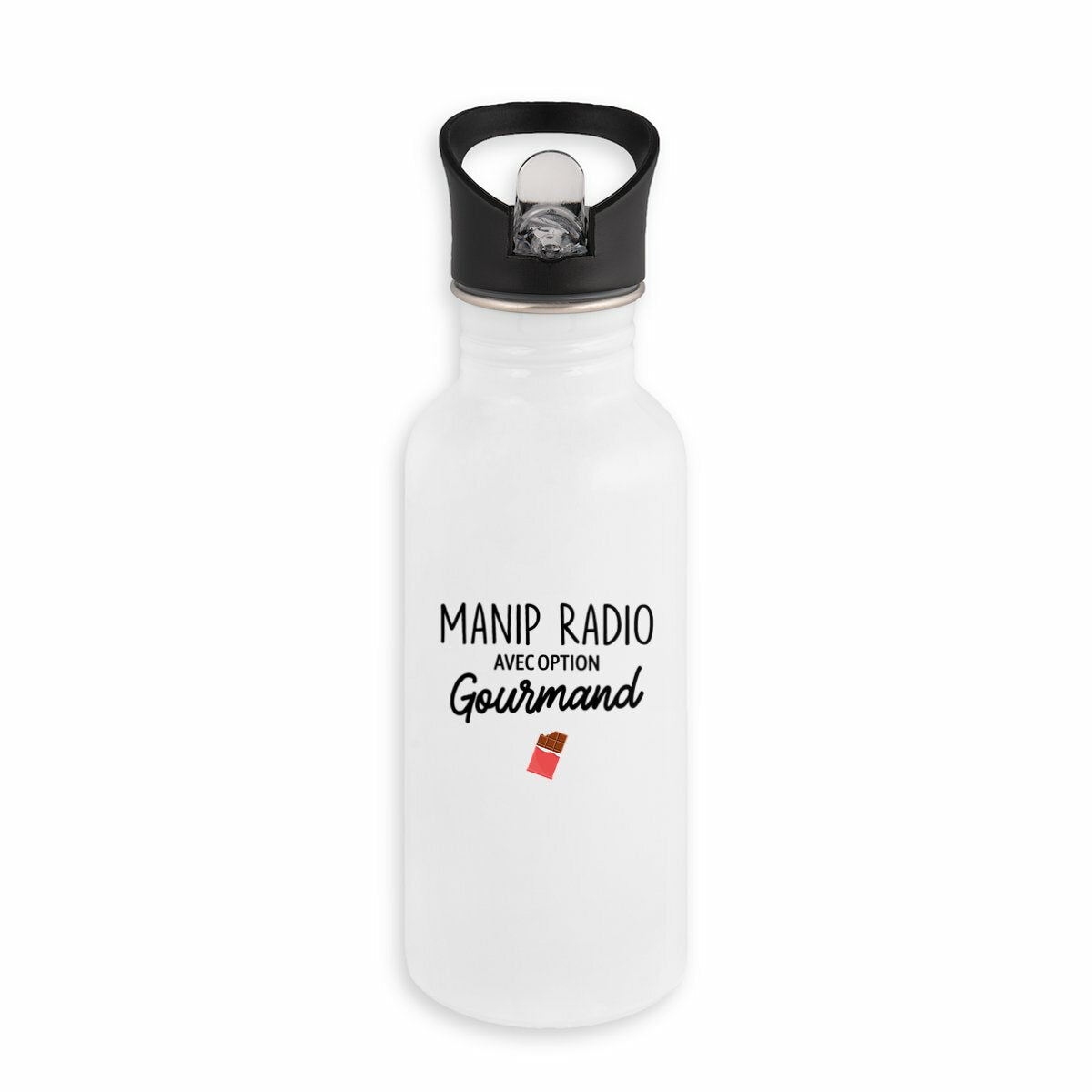 Bouteille / Gourde Manip Radio option gourmande - face_blanc